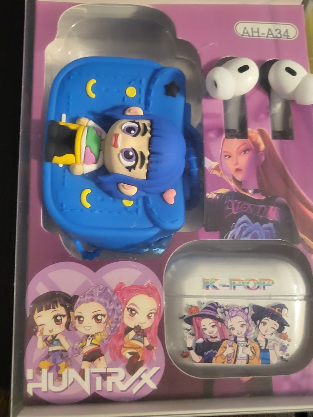 Labubu,Kpop Blue Cartoon Backpack Earbud Case with Character Charm, and more